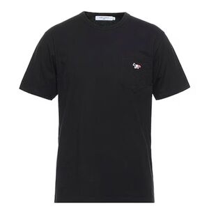 Maison Kitsune Tri Color Logo Mens Black Short Sleeve T Shirt Size Medium